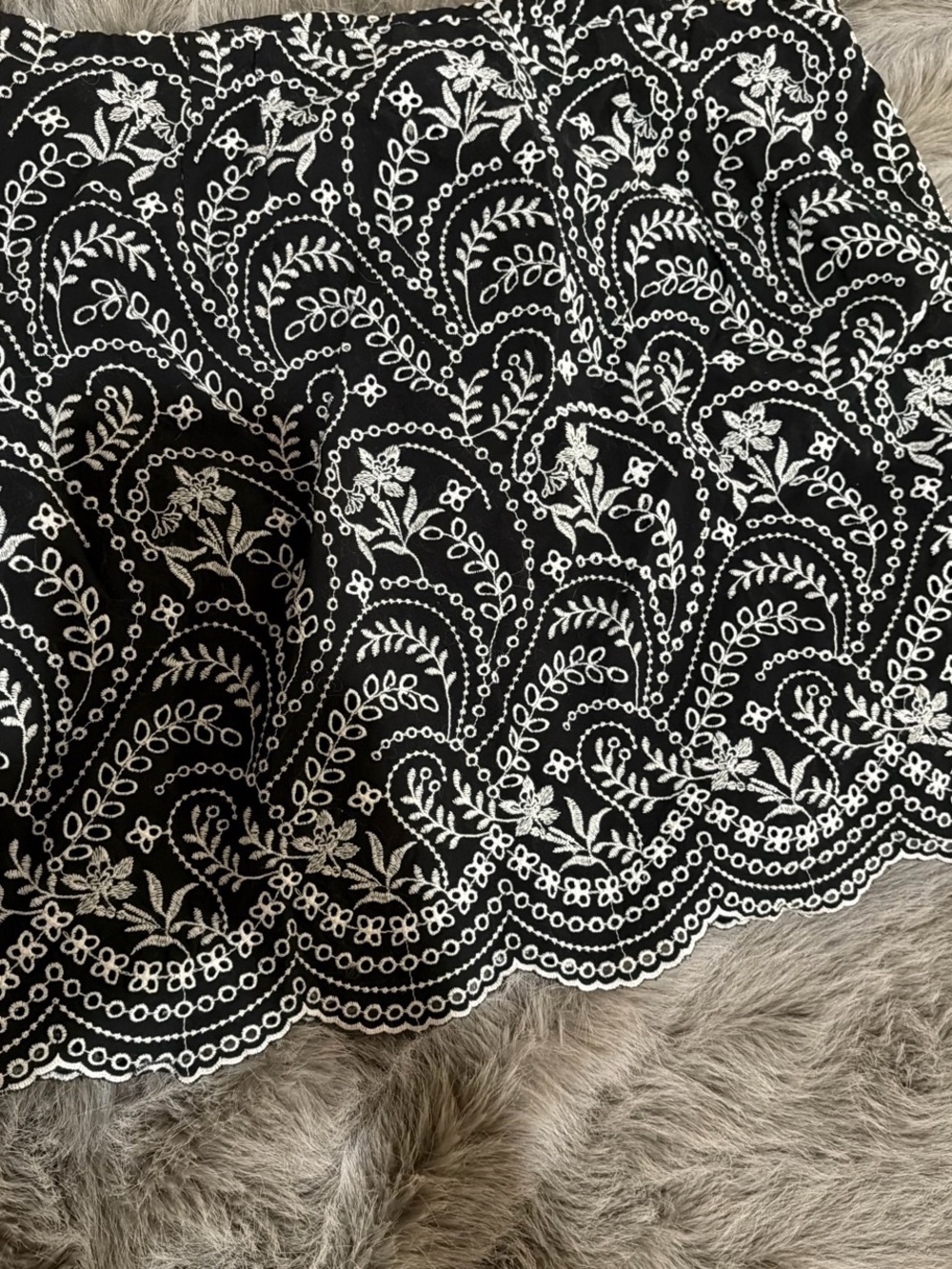 LOFT Black Skirt with White Embroidered Lace Hem